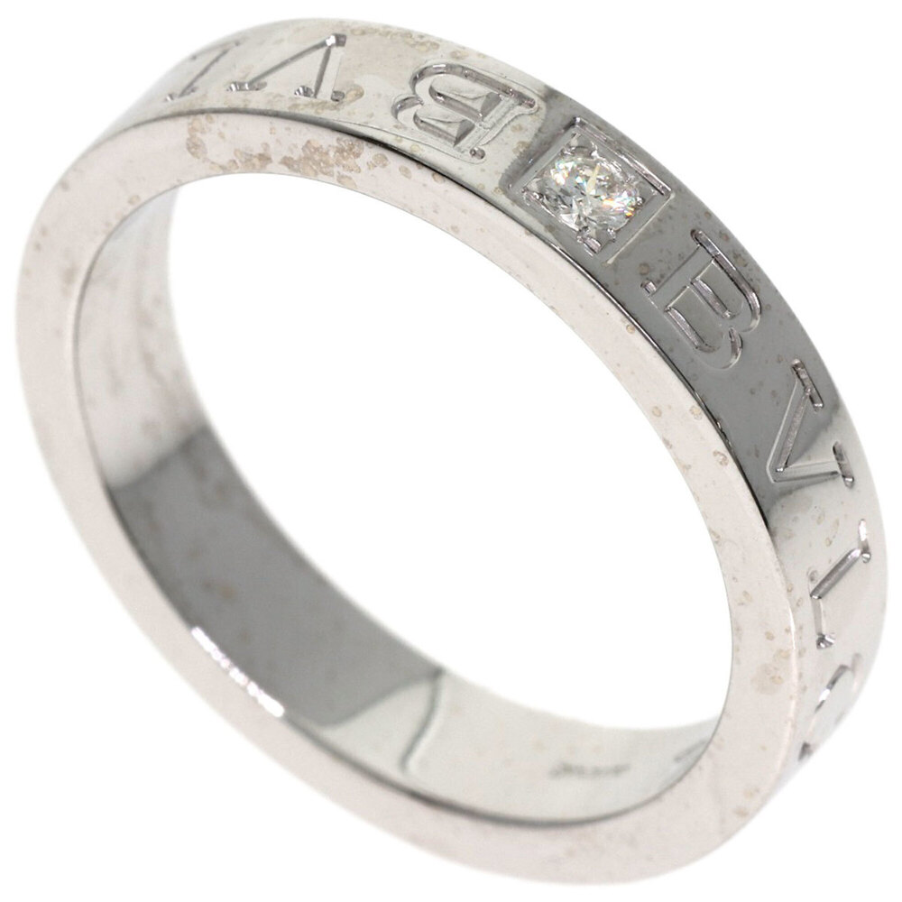Bulgari Double Logo 1P Diamond Ring, 18K White Gold, Women's BVLGARI